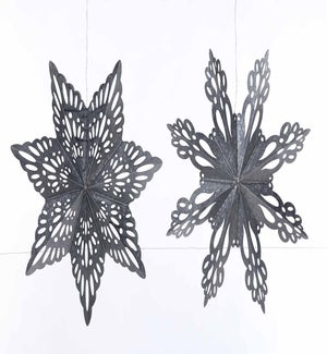 Large Dk Galvanized Snowflake Hang 2 Asst