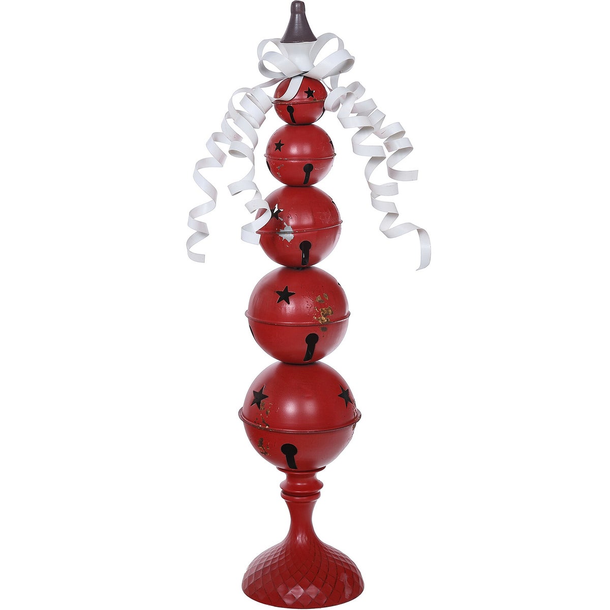 Large Metal Red 5-Bell with Bow Stand