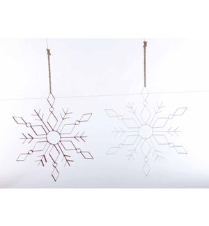 Large Metal R/W Snowflake Hang 2 Asst