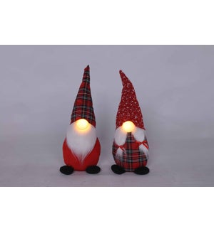 Large Plsh Red Plaid Glow Gnome Stand 2 Asst