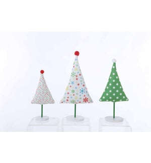 Fabric Tree with Pom Stand 3 Asst