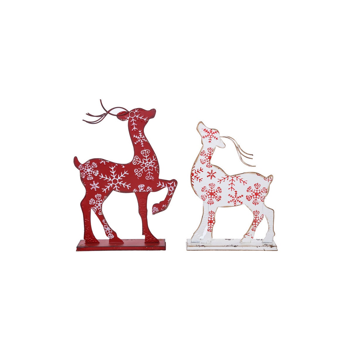 Large Metal Red/White Emb Snowflake Deer Stand