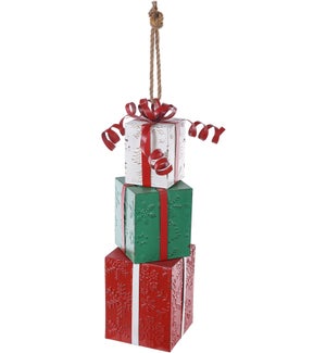 Metal R/with G Emb Snowflake Gift with Bow Stack