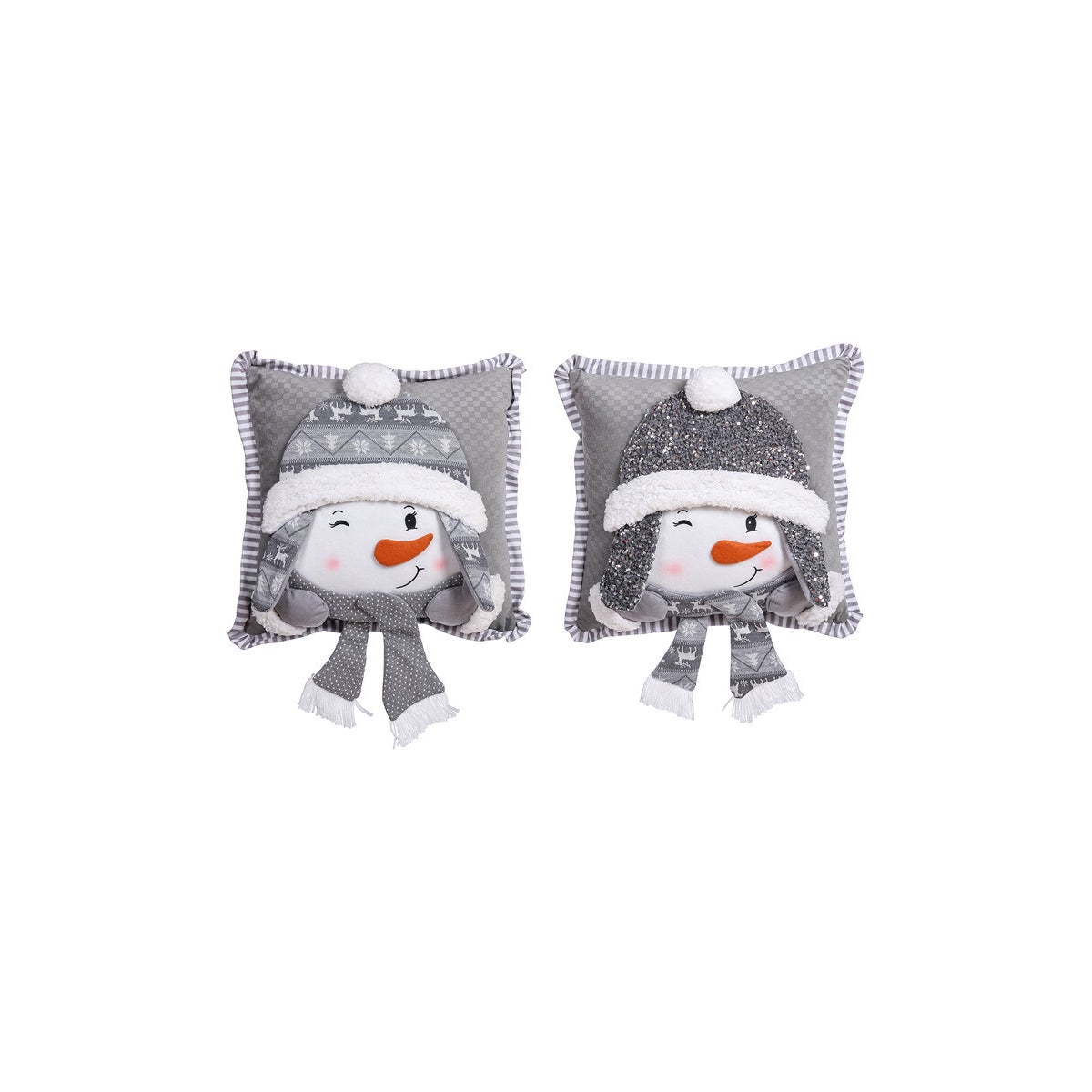 Pil Gry/Wht Knit Snowman 2 Asst