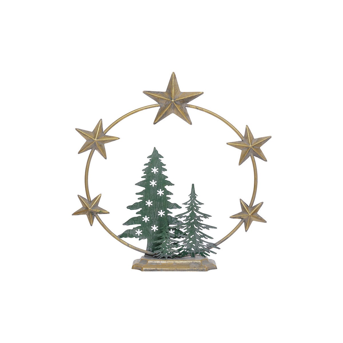 Mtl Bronze Star Circle W/Tree Stand
