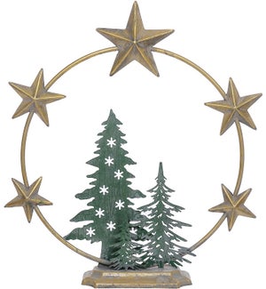 Mtl Bronze Star Circle W/Tree Stand
