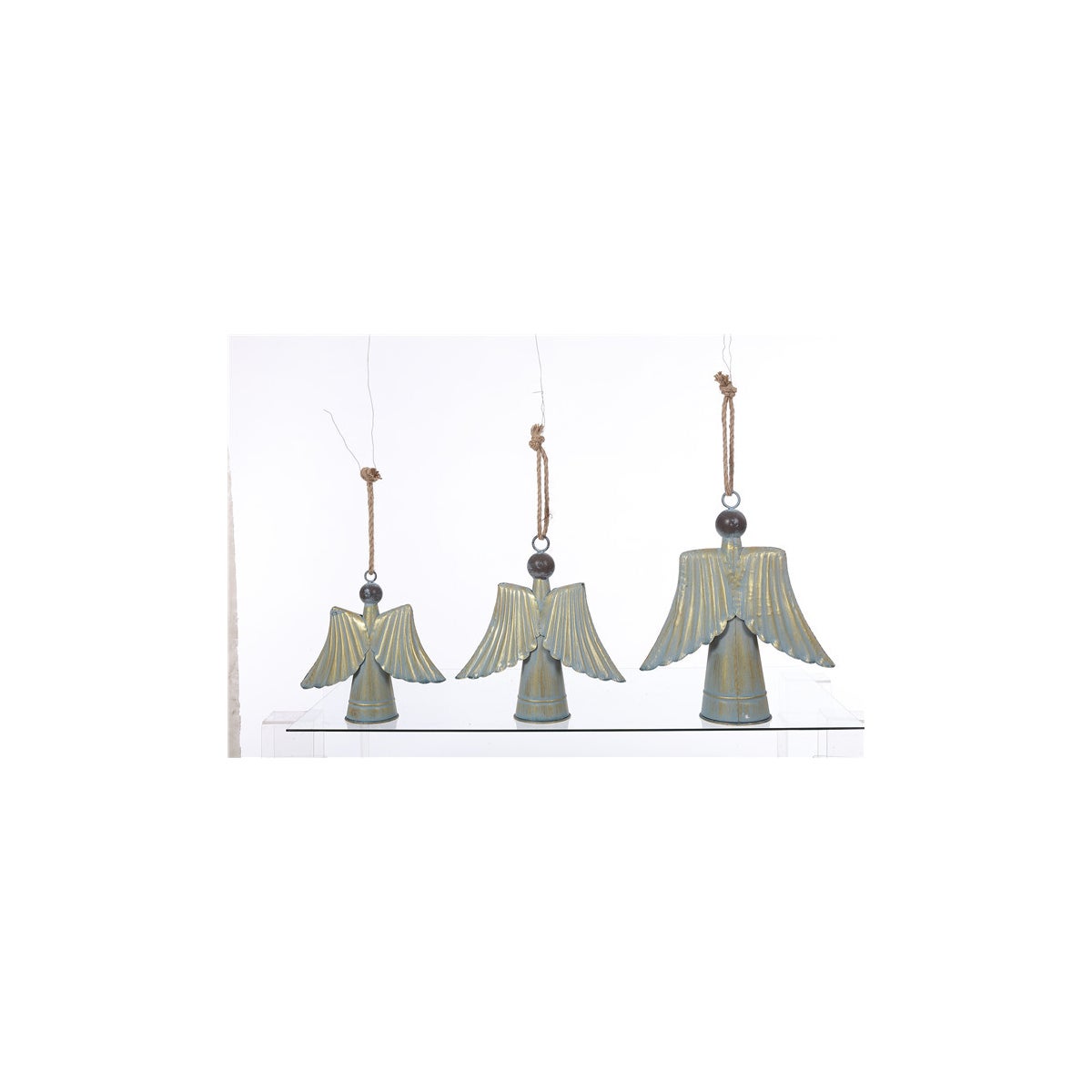 Lg Mtl Grey Wash Bronze Angel Bell Hang