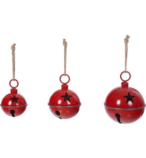 Lg Mtl Red Glossy Star Bell Hang