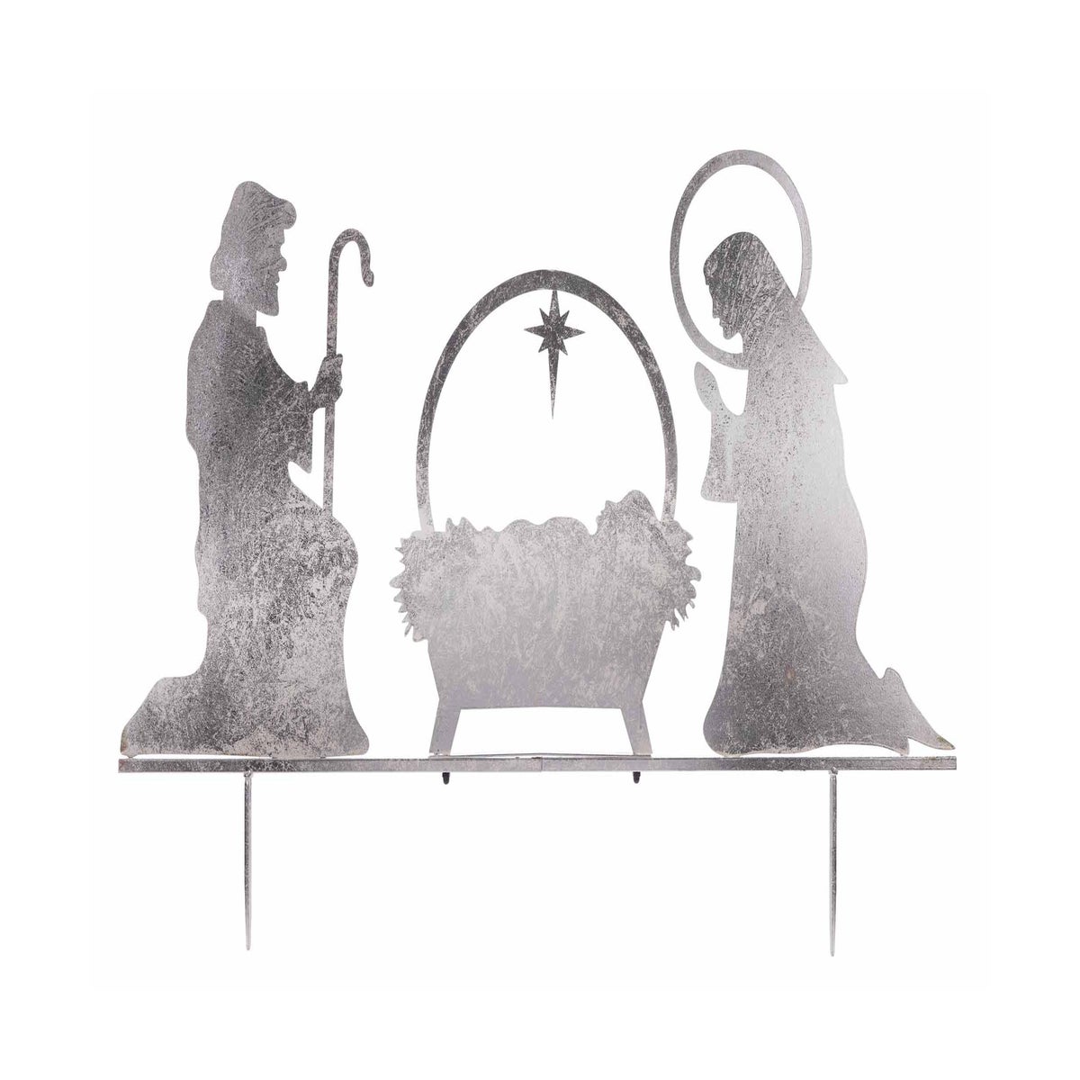 Mtl Slvr Holy Family Nativity Stake