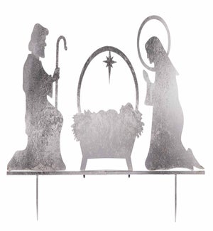 Mtl Slvr Holy Family Nativity Stake