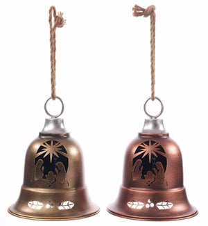 Lg Mtl Vintage Nativity Cutout Bell 2 Asst