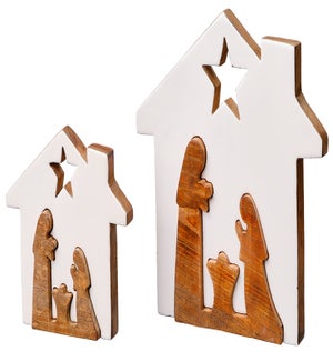 Lg Wood Star Cutout Nativity