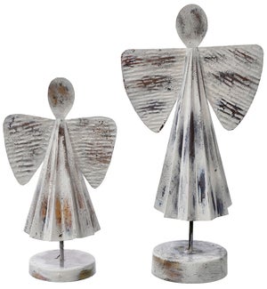 Lg Mtl Siver Angel on Pedestal