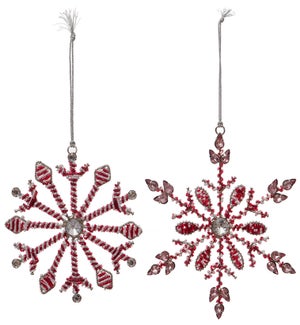 Bejeweled Snowflake Orn 2 Asst