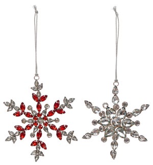 Bejeweled Sparkle Snowflake Orn 2 Asst
