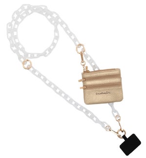 Clip and Go Ice Chain with Pouch - White - Golden Pouch