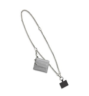 Clip and Go Chain with Pouch - Silver - Silver Pouch