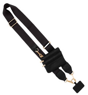 Clip and Go Strap with Pouch - Solid Collection - Black - Gold Hardware
