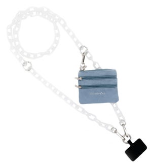 Clip and Go Ice Chain with Pouch - White - Blue Pouch