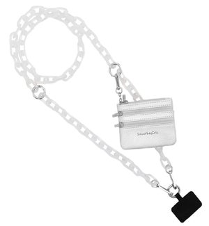 Clip and Go Ice Chain with Pouch - White - Silver Pouch