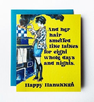 Latke Hair Hanukkah Greeting Card