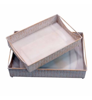 Stamp Woven Pattern Tray Set of 2
