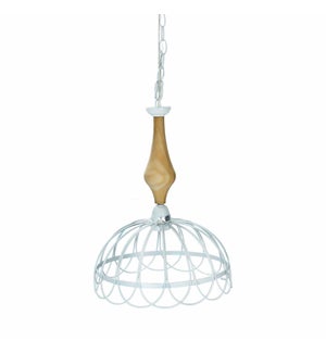 18in Antique Metal And Wood Pendant Light