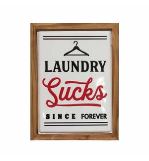 16in Distressed Metal And Wood Laundry Sign