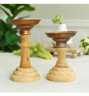 Wd. Candle Hldrs Set of 2