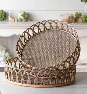 Wd. Woven Rattan Trays Set of 2