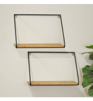Mtl/Wd Shelves S/2 Metal Frame