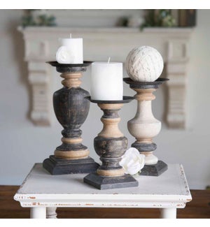 Wd. Candle Hldrs Set of 3
