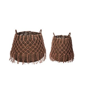 Natural Seagrass With Tassels Basket S/2