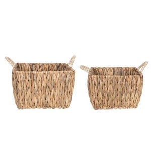 Natural Water Hyacinth Baskets w/ Handles S/2