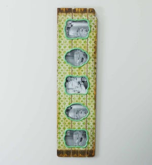 Wood Vertical 5 Picture Frame Green with Distressed Finish