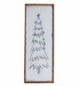 27in Satin Wood And Metal Christmas Tree Sign