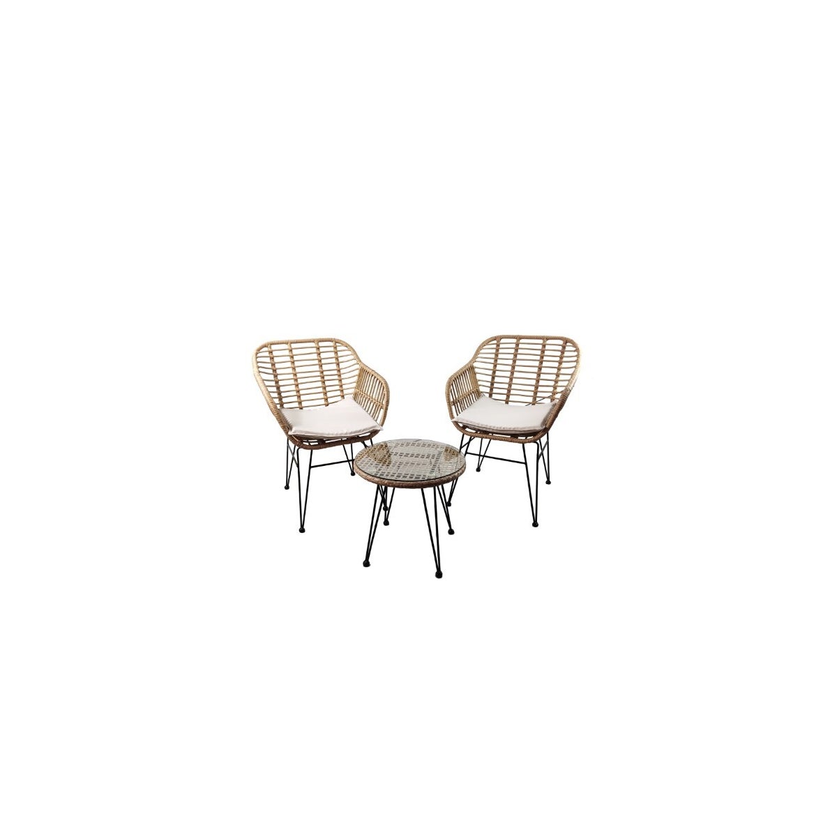 Rattan Chairs With End Table S/3