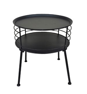 Round Metal End Table w/ Wire Frame Black