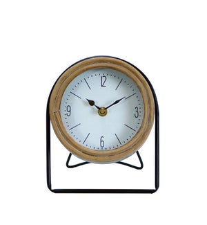Metal And Wood Clock With Glass