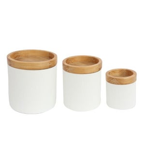 Canister With Wood Top S/3