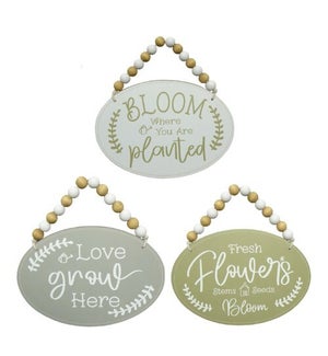 Oval Garden Signs w/ Beads S/3