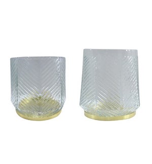 Glass/Metal Candle Holder S/2