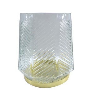 Glass/Metal Candle Holder Lg