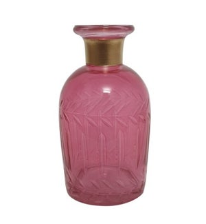 Glass Bud Vase Pink Etched Gold Sm
