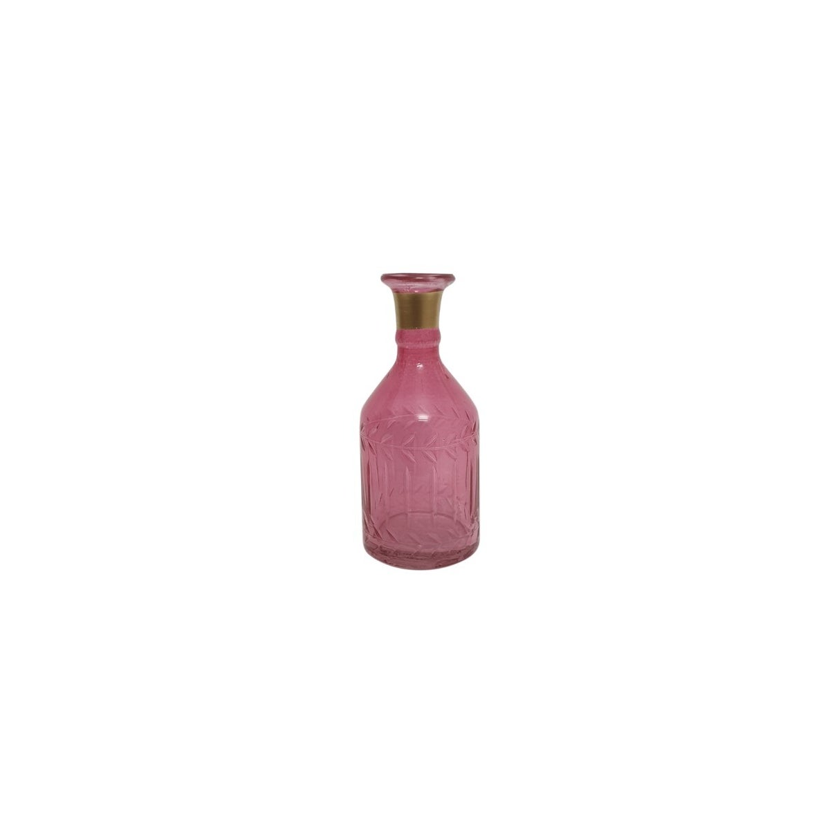 Glass Bud Vase Pink Etched Gold Med