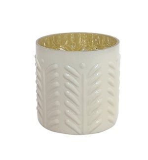 Glass Embossed Wheat Design Candle Holder