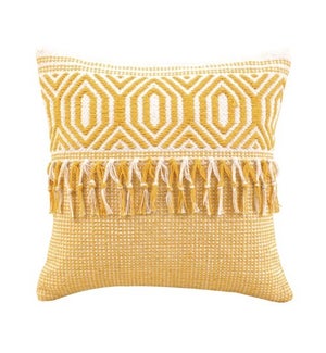 Cotton Yellow Pillow With Tassels