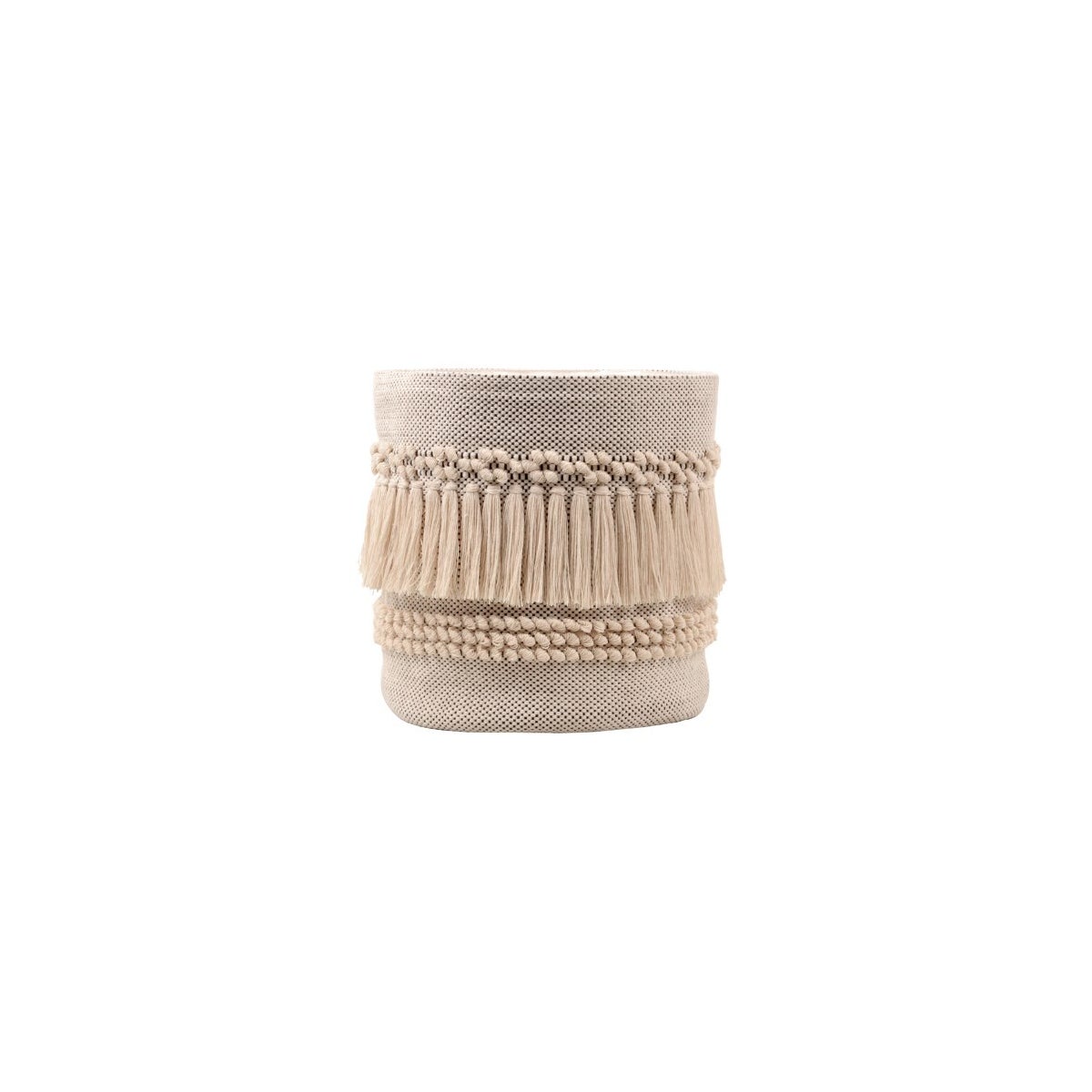 Cotton Textured Basket With Tassels