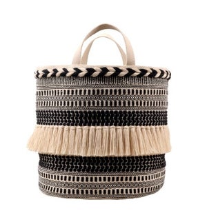 Cotton Ivory/Black Basket With Handles