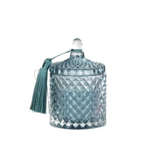 Glass Jar Candle Blue With Tassel
